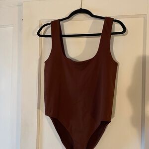 a new day Chocolate Brown Square Neck Bodysuit